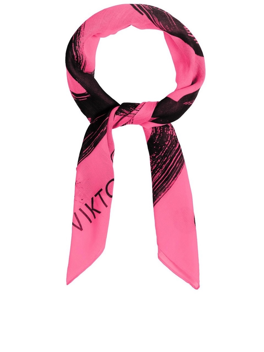 Viktor & Rolf Hot Pink and Black Brushstroke Silk Scarf